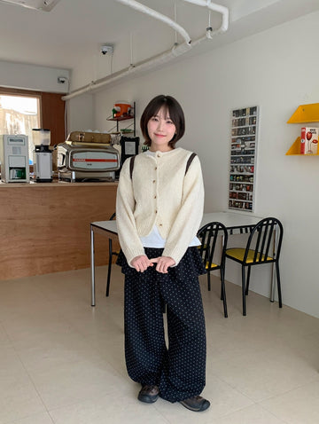 Venenti banding dot frill layered skirt pants